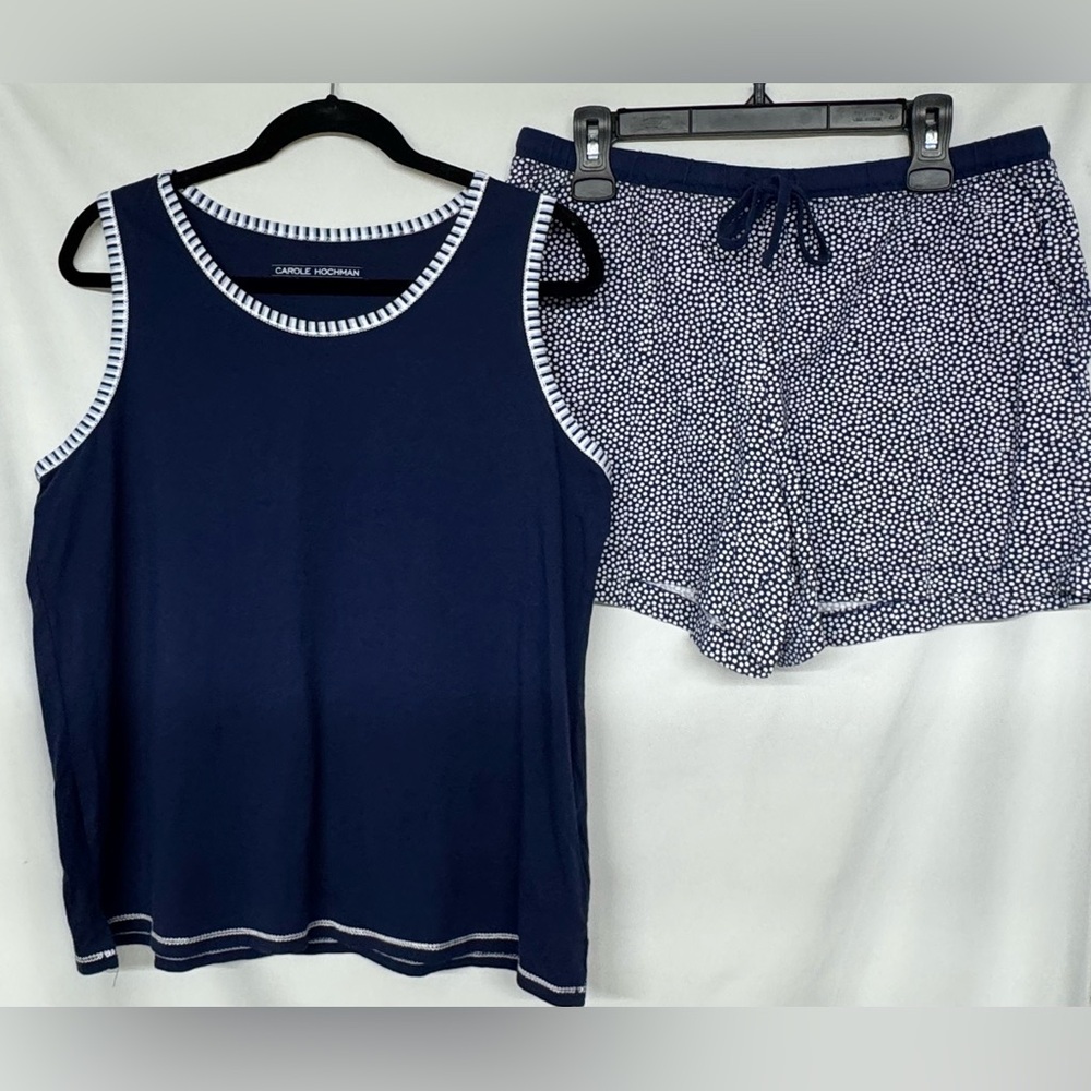 Carole Hochman 2 Piece Sleepwear Navy Blue Pajama Set Size Large